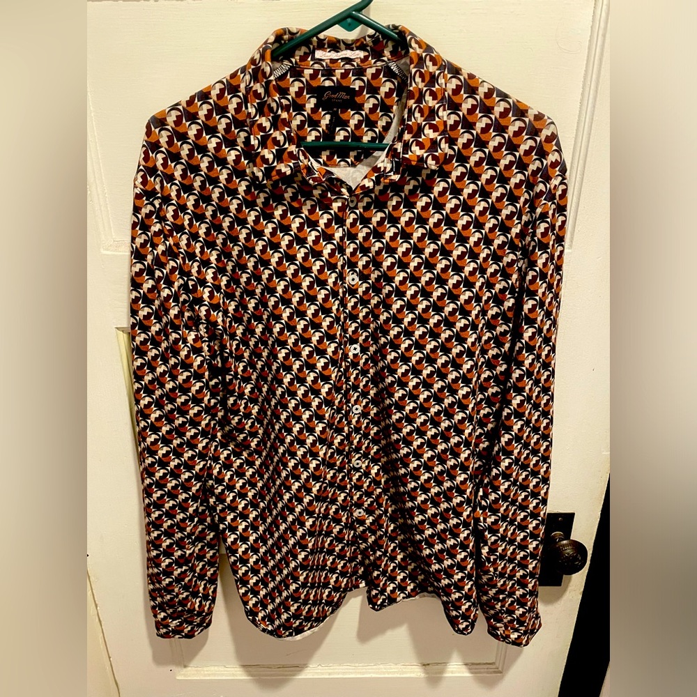 Good Man Brand (Russel Wilson) - Men’s Patterned Button Down Shirt: Med. Stretch